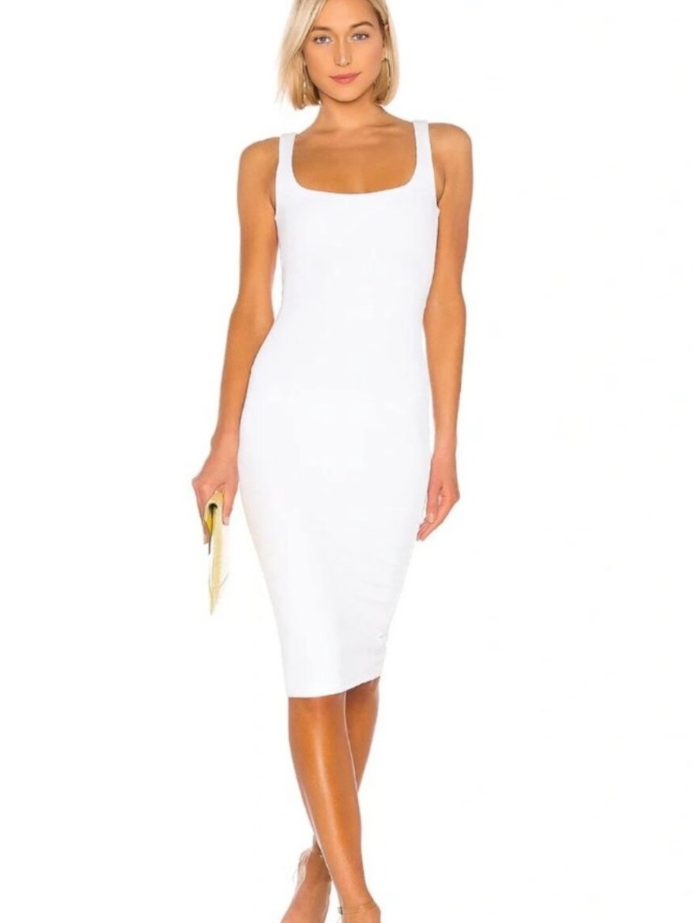 superdown White Square Neck Tank Midi Dress